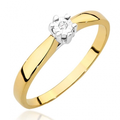 Zaręczynowy pierścionek z Brylantem 0,01ct z żółtego/białego złota pr.585
